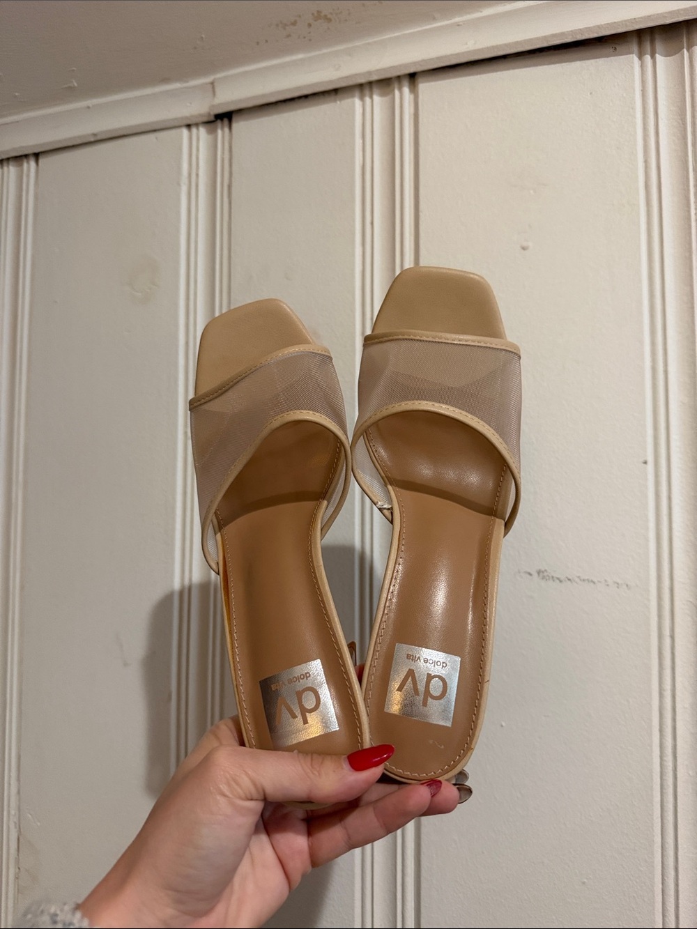DV by Dolce Vita Beige Mesh Slide Mules
